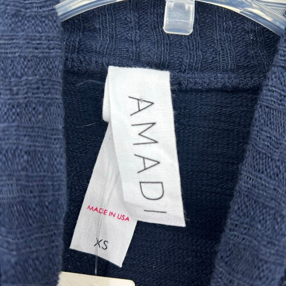 NWT Anthropologie Amadi Navy Mock Neck Mixed Knit Ribbed Sleeve Top Womens Sz XS - Picture 7 of 13